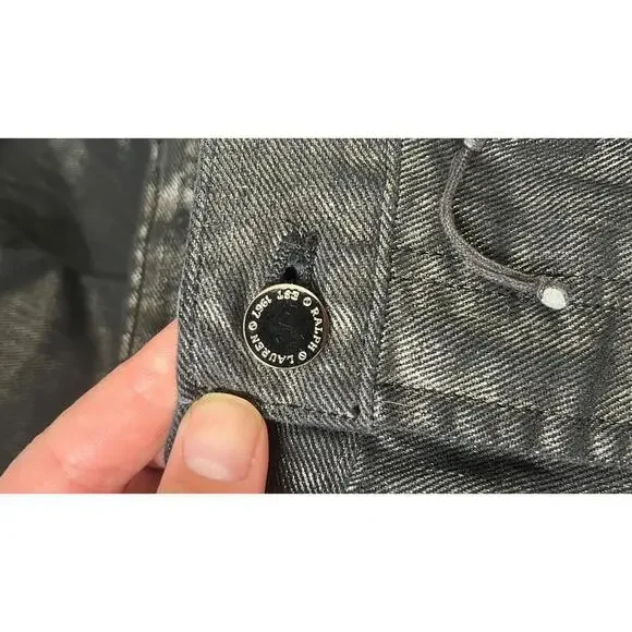 RALPH LAUREN BLACK LABEL GUNMETAL WAX WIDE LEG JEANS - Picture 6 of 12